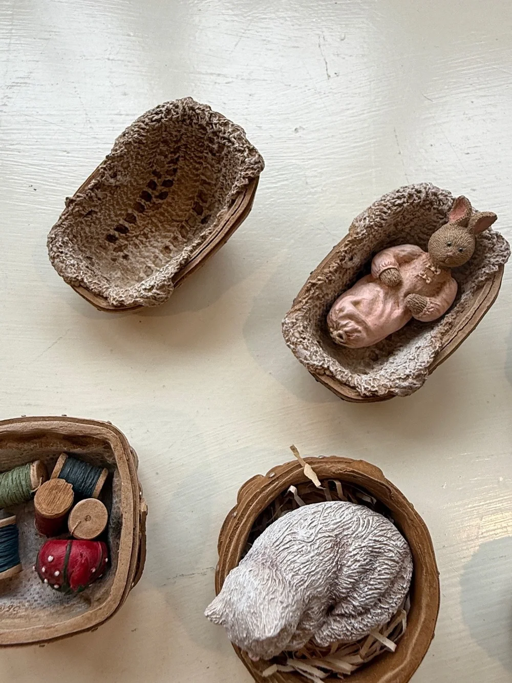 Decorative Miniature Wicker Basket Set - Natural Brown
